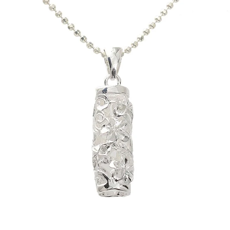 Minimalist geometric pendants for everyday wearSterling Silver Hawaiian Scroll Plumeria Tube Pendant (Chain Sold Separately) Minimalist geometric pendants for everyday wearSterling Silver Hawaiian Scroll Plumeria Tube Pendant (Chain Sold Separately)