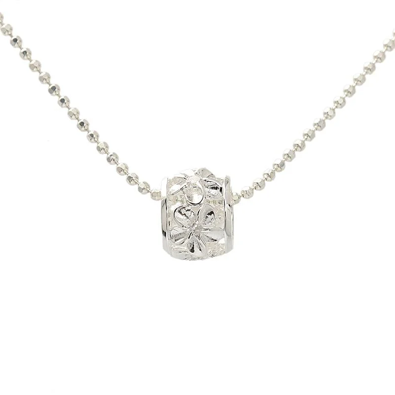 Initial letter necklaces for personalized styleSterling Silver Plumeria with CZ Barrel Pendant (Chain Sold Separately) Initial letter necklaces for personalized styleSterling Silver Plumeria with CZ Barrel Pendant (Chain Sold Separately)