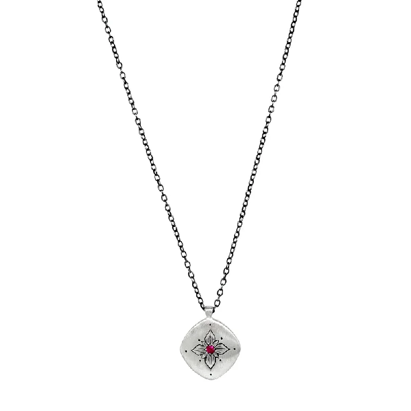 Celtic knot pendants for cultural heritageRuby & Sterling Silver Necklace - "Lotus Cushion" Celtic knot pendants for cultural heritageRuby & Sterling Silver Necklace - "Lotus Cushion"