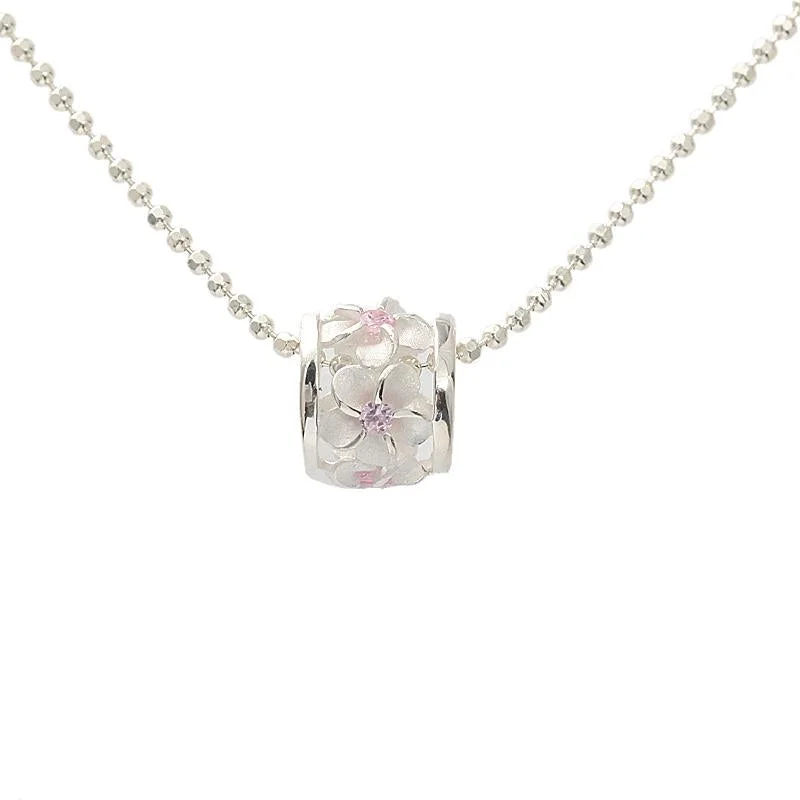 Crystal healing pendants for wellness enthusiastsSterling Silver Plumeria with Pink CZ Sandblasted Barrel Pendant (Chain Sold Separately) Crystal healing pendants for wellness enthusiastsSterling Silver Plumeria with Pink CZ Sandblasted Barrel Pendant (Chain Sold Separately)