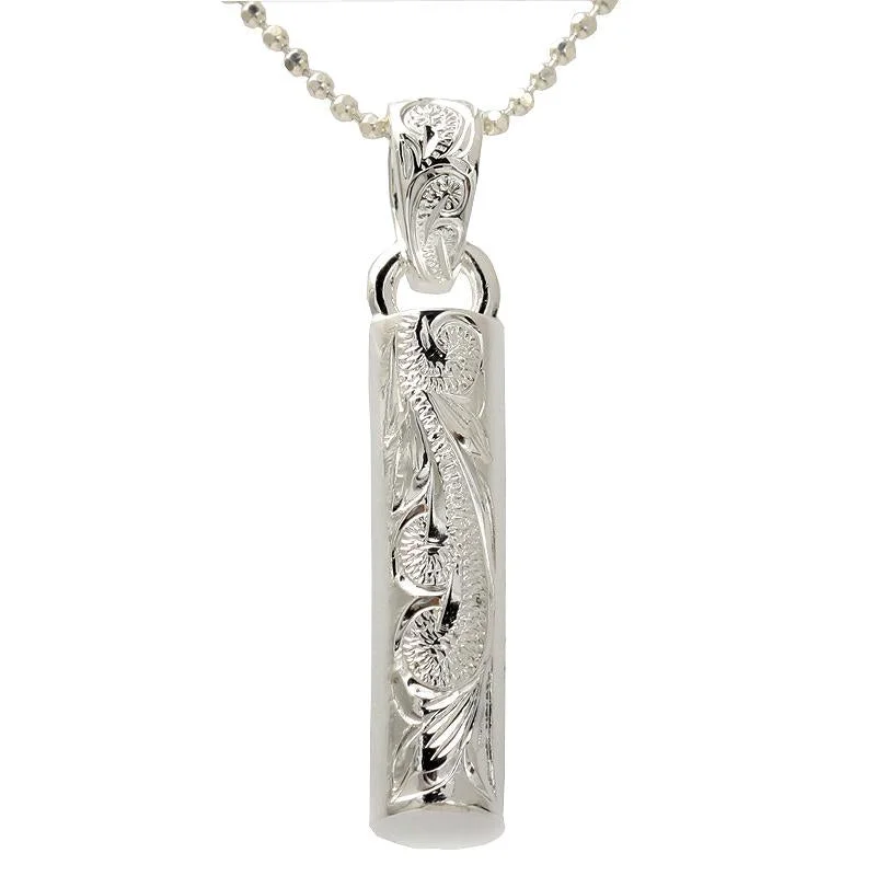 Religious cross pendants for faith-based jewelrySterling Silver Hawaiian Scroll Tube Pendant (Chain Sold Separately) Religious cross pendants for faith-based jewelrySterling Silver Hawaiian Scroll Tube Pendant (Chain Sold Separately)