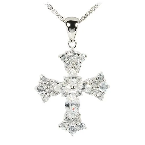 Religious cross pendants for faith-based jewelrySterling Silver Clear CZ Cross Pendant (Chain Sold Separately) Religious cross pendants for faith-based jewelrySterling Silver Clear CZ Cross Pendant (Chain Sold Separately)