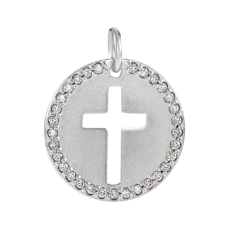Minimalist geometric pendants for everyday wearSterling Silver and 0.08 Ctw Diamond Disc Cross Charm or Pendant, 12mm Minimalist geometric pendants for everyday wearSterling Silver and 0.08 Ctw Diamond Disc Cross Charm or Pendant, 12mm