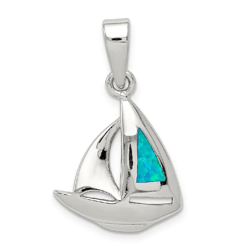 Moon phase pendants for celestial loversSterling Silver and Created Opal Sailboat Pendant Moon phase pendants for celestial loversSterling Silver and Created Opal Sailboat Pendant