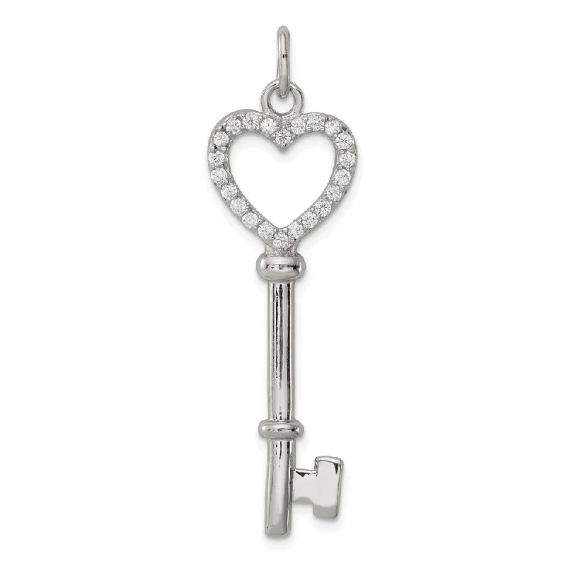 Zodiac sign pendants for astrology loversRhodium Plated Sterling Silver and CZ Encrusted Heart Key Pendant Zodiac sign pendants for astrology loversRhodium Plated Sterling Silver and CZ Encrusted Heart Key Pendant