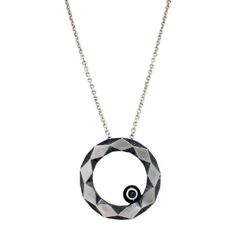 Custom fingerprint pendants for sentimental giftsSterling Silver & Black Diamond Geometric Pendant - "Gateway" Custom fingerprint pendants for sentimental giftsSterling Silver & Black Diamond Geometric Pendant - "Gateway"