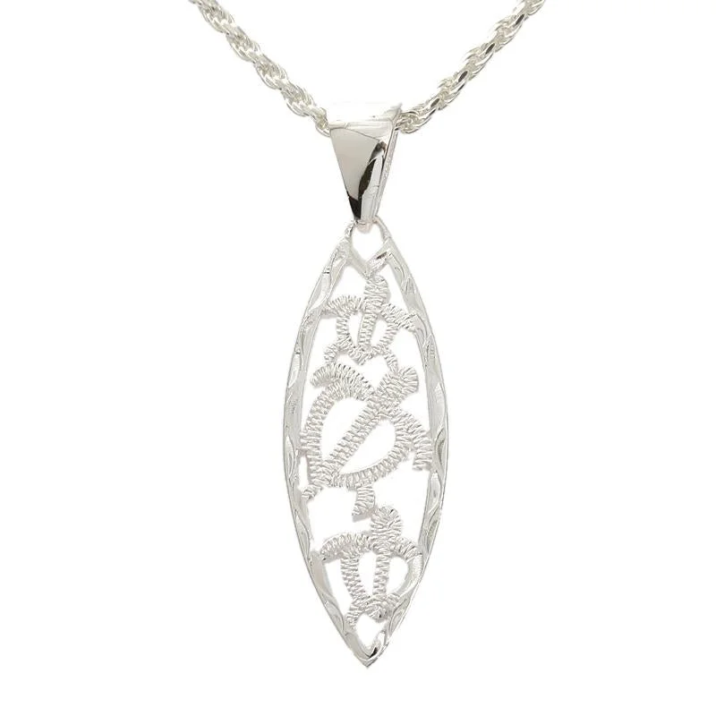 Star-shaped pendants for dreamersSterling Silver Hawaiian Scroll 3 Honu (Turtle) Cut Out Surfboard Pendant (Chain Sold Separately) Star-shaped pendants for dreamersSterling Silver Hawaiian Scroll 3 Honu (Turtle) Cut Out Surfboard Pendant (Chain Sold Separately)