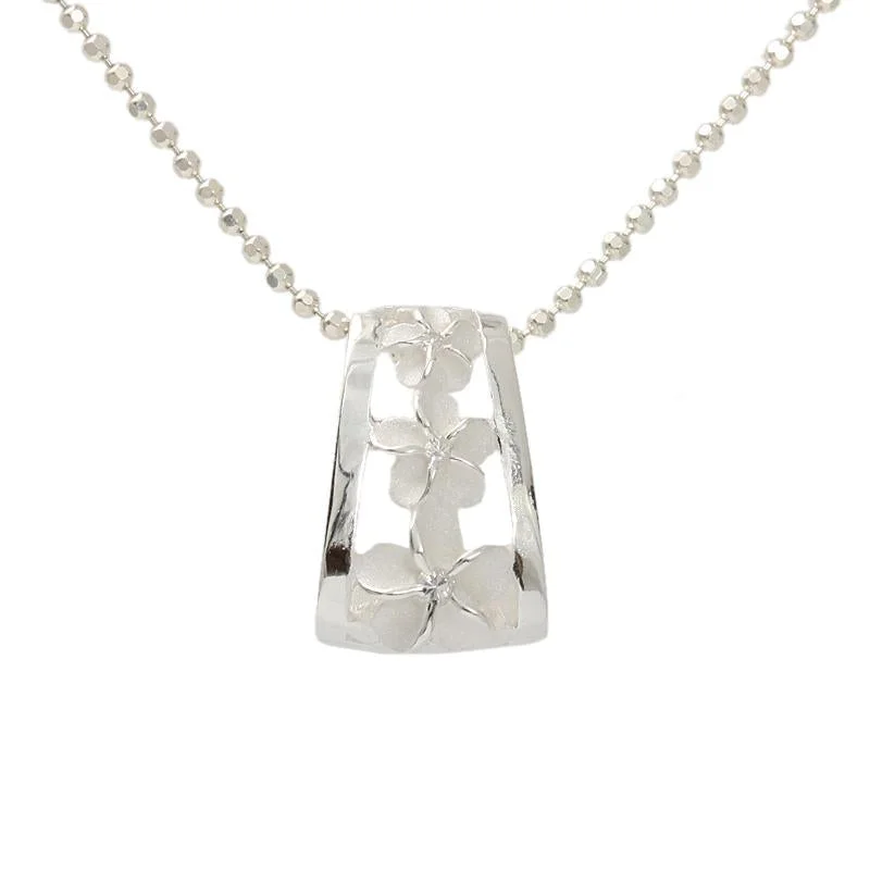 Celtic knot pendants for cultural heritageSterling Silver 3 Plumeria with CZ Oval Barrel Pendant (Chain Sold Separately) Celtic knot pendants for cultural heritageSterling Silver 3 Plumeria with CZ Oval Barrel Pendant (Chain Sold Separately)