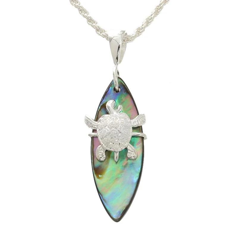 Birthstone necklaces for momsSterling Silver Honu (Turtle) and Abalone Shell Surfboard Pendant (Chain Sold Separately) Birthstone necklaces for momsSterling Silver Honu (Turtle) and Abalone Shell Surfboard Pendant (Chain Sold Separately)