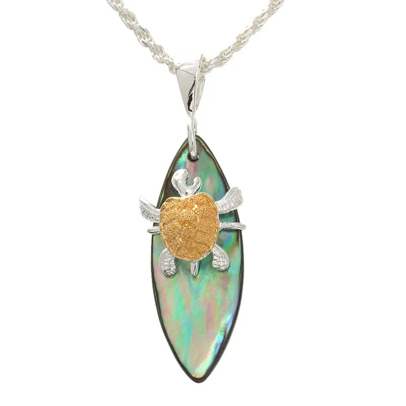 Delicate pearl necklaces for formal eventsSterling Silver Two Tone Yellow Gold Plated Honu (Turtle) and Abalone Shell Surfboard Pendant (Chain Sold Separately) Delicate pearl necklaces for formal eventsSterling Silver Two Tone Yellow Gold Plated Honu (Turtle) and Abalone Shell Surfboard Pendant (Chain Sold Separately)