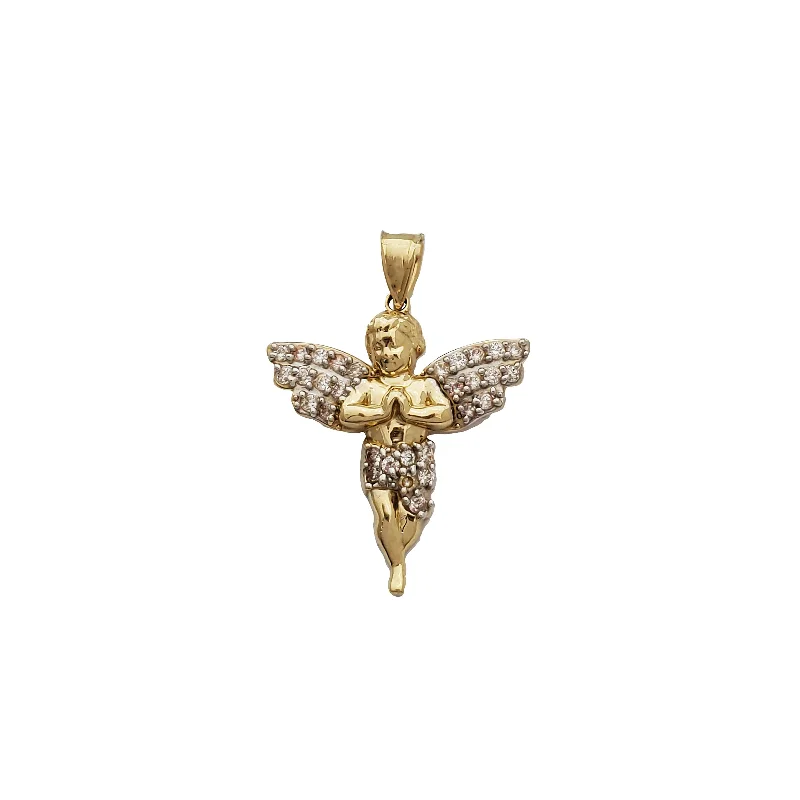 18K Gold - Plated Angel Wing Pendant for a Symbolic and Elegant AccessorySterling Silver Pendants with Hand - Engraved Family CrestsTwo-Tone Icy Angel Pendant (14K) 18K Gold - Plated Angel Wing Pendant for a Symbolic and Elegant AccessorySterling Silver Pendants with Hand - Engraved Family CrestsTwo-Tone Icy Angel Pendant (14K)