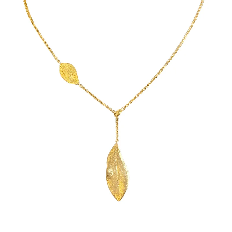 Gold-plated pendants for affordable luxuryYellow Gold Lariat Necklace - "Southern Oak & Briar Leaf" Gold-plated pendants for affordable luxuryYellow Gold Lariat Necklace - "Southern Oak & Briar Leaf"